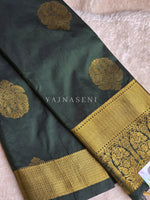 Load image into Gallery viewer, Monochrome Series : Semi Kanchi Silk Saree - Timber Green
