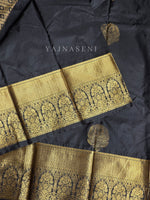 Load image into Gallery viewer, Monochrome Series : Semi Kanchi Silk Saree - Black
