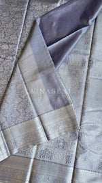 Load image into Gallery viewer, Semi Silk x Tissue Silver Zari Saree : Blue Grey
