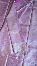 Load image into Gallery viewer, Semi Silk x Tissue Silver Zari Saree : Purple

