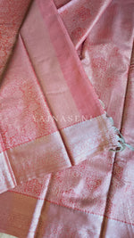 Load image into Gallery viewer, Semi Silk x Tissue Silver Zari Saree : Light Red
