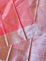 Load image into Gallery viewer, Semi Silk x Tissue Silver Zari Saree : Light Red
