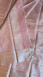 Load image into Gallery viewer, Semi Silk x Tissue Silver Zari Saree : Old Rose
