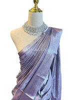 Load image into Gallery viewer, Semi Silk x Tissue Silver Zari Saree : Dusky Purple
