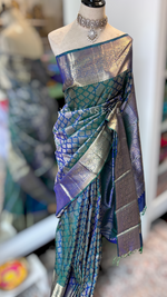 Load image into Gallery viewer, IRIDESCENT MUSE - Pure Kanjivaram Silk Saree with Gold Zari
