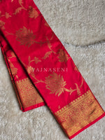 Load image into Gallery viewer, Lotus Motifs x Semi Silk Saree - Rani
