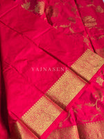 Load image into Gallery viewer, Lotus Motifs x Semi Silk Saree - Rani
