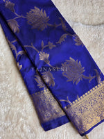 Load image into Gallery viewer, Lotus Motifs x Semi Silk Saree - Royal Blue
