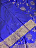 Load image into Gallery viewer, Lotus Motifs x Semi Silk Saree - Royal Blue
