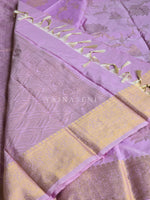 Load image into Gallery viewer, Lotus Motifs x Semi Silk Saree - Lilac
