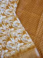 Load image into Gallery viewer, Floral Printed Saree - Golden Yellow
