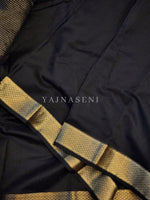 Load image into Gallery viewer, Maheswari Silk Cotton Saree - Black x Gold
