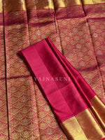 Load image into Gallery viewer, SCARLET EMBER - Pure Kanjivaram Silk Saree with Gold Zari

