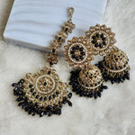 Load image into Gallery viewer, DHEERA earrings + tikka (Black)
