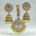Load image into Gallery viewer, DHEERA earrings + tikka (Yellow)
