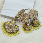 Load image into Gallery viewer, DHEERA earrings + tikka (Yellow)
