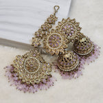 Load image into Gallery viewer, DHEERA earrings + tikka (Lilac)
