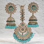 Load image into Gallery viewer, DHEERA earrings + tikka (Turquoise)
