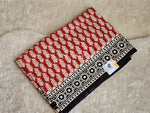 Load image into Gallery viewer, Mulmul Cotton Handblock Printed Saree : Red x Black
