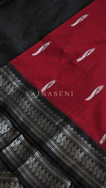 Load image into Gallery viewer, Kalyani Cotton Saree - Silver Zari : Red x Black
