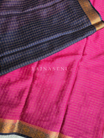 Load image into Gallery viewer, Viscose Georgette Saree x Checkered Zari - Burgundy x Dark Blue
