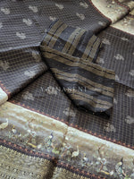 Load image into Gallery viewer, Silk Cotton x Checkered Zari Saree - Bird Paradise

