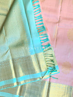 Load image into Gallery viewer, DESERT MINT - Pure Kanjivaram Silk Saree with Gold Zari
