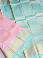 Load image into Gallery viewer, DESERT MINT - Pure Kanjivaram Silk Saree with Gold Zari
