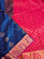 Load image into Gallery viewer, Brocade Semi Silk Saree - Navy Blue x Hot Pink
