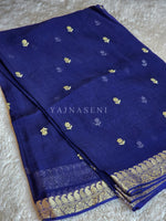 Load image into Gallery viewer, Viscose Chinnon Saree x Embroidery - Blue
