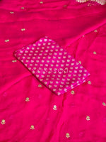 Load image into Gallery viewer, Viscose Chinnon Saree x Embroidery - Pink
