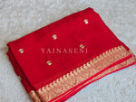 Load image into Gallery viewer, Viscose Chinnon Saree x Embroidery - Red
