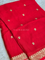 Load image into Gallery viewer, Viscose Chinnon Saree x Embroidery - Red
