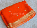 Load image into Gallery viewer, Viscose Chinnon Saree x Embroidery - Orange

