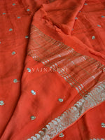 Load image into Gallery viewer, Viscose Chinnon Saree x Embroidery - Orange

