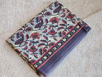 Load image into Gallery viewer, Mulmul Cotton Handblock Printed Saree : Grey Floral
