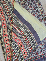 Load image into Gallery viewer, Mulmul Cotton Handblock Printed Saree : Grey Floral
