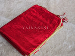 Load image into Gallery viewer, Shimmery Tissue Saree x Pearl Border : Red
