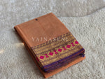 Load image into Gallery viewer, Kanchi Cotton Saree x Thin Border : Dark Peach x Purple
