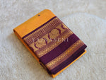 Load image into Gallery viewer, Kanchi Cotton Saree x Tall Border : Amber x Plum
