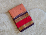 Load image into Gallery viewer, Kanchi Cotton Saree x Temple Border : Peach x Purple

