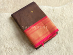 Load image into Gallery viewer, Kanchi Cotton Saree x Ganga-Jamuna Border : Brown x Ginger x Sweet Pink
