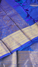 Load image into Gallery viewer, Semi Soft Silk Gold Zari Saree - Sapphire
