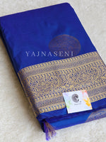 Load image into Gallery viewer, Semi Soft Silk Gold Zari Saree - Sapphire
