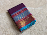Load image into Gallery viewer, Kanchi Cotton Saree x Tall Border : Purple x Sky Blue
