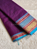 Load image into Gallery viewer, Kanchi Cotton Saree x Tall Border : Purple x Sky Blue
