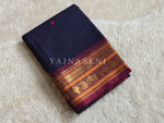 Load image into Gallery viewer, Kanchi Cotton Saree : Midnight Blue x Maroon
