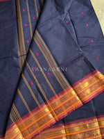 Load image into Gallery viewer, Kanchi Cotton Saree : Midnight Blue x Maroon
