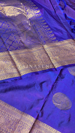 Load image into Gallery viewer, Semi Soft Silk Gold Zari Saree - Violet Blue
