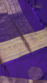 Load image into Gallery viewer, Semi Soft Silk Gold Zari Saree - Violet
